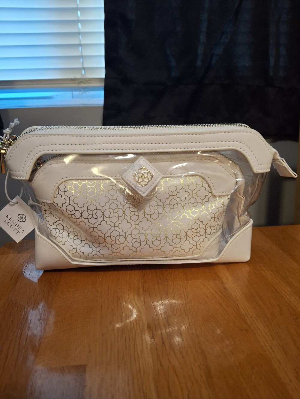 Kendra Scott Duo Cosmetic Pouch In Gold Filigree NWT